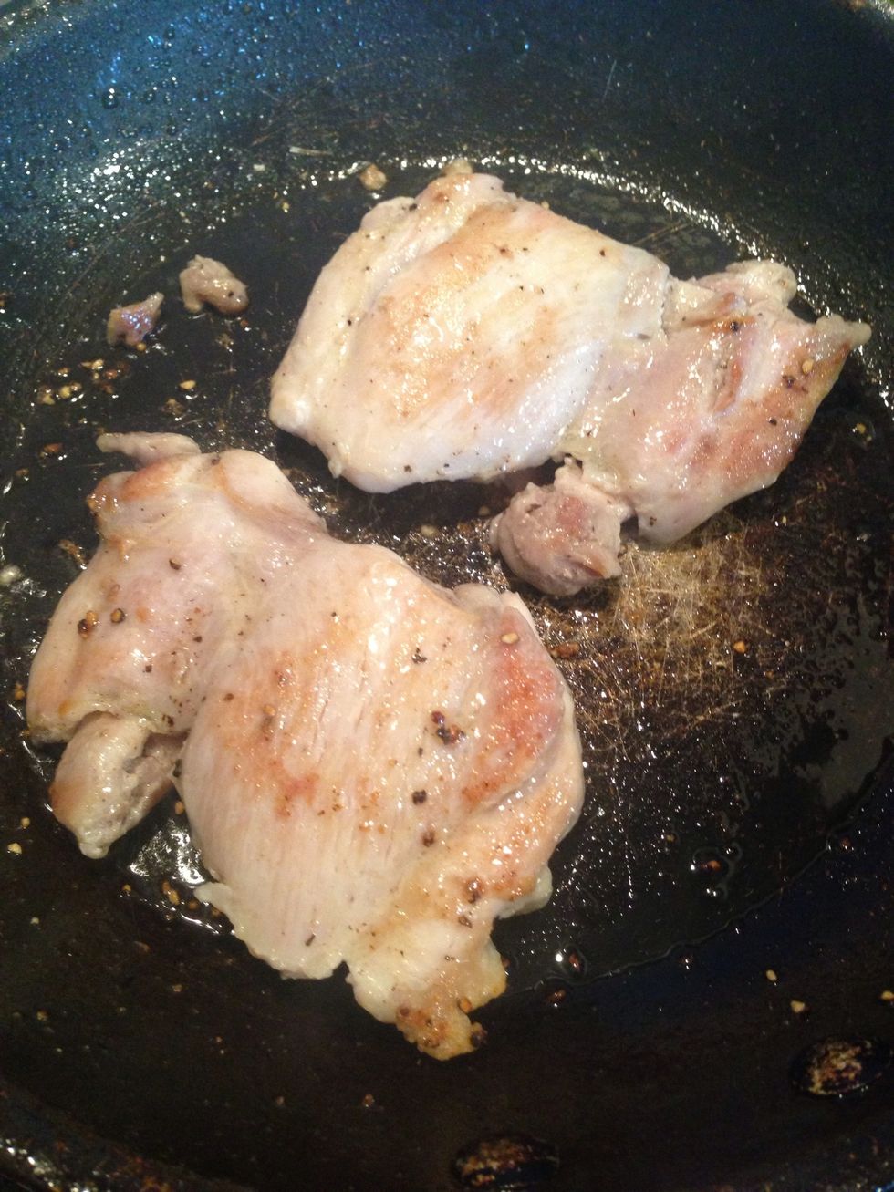 Turn the chicken to cook nice and even