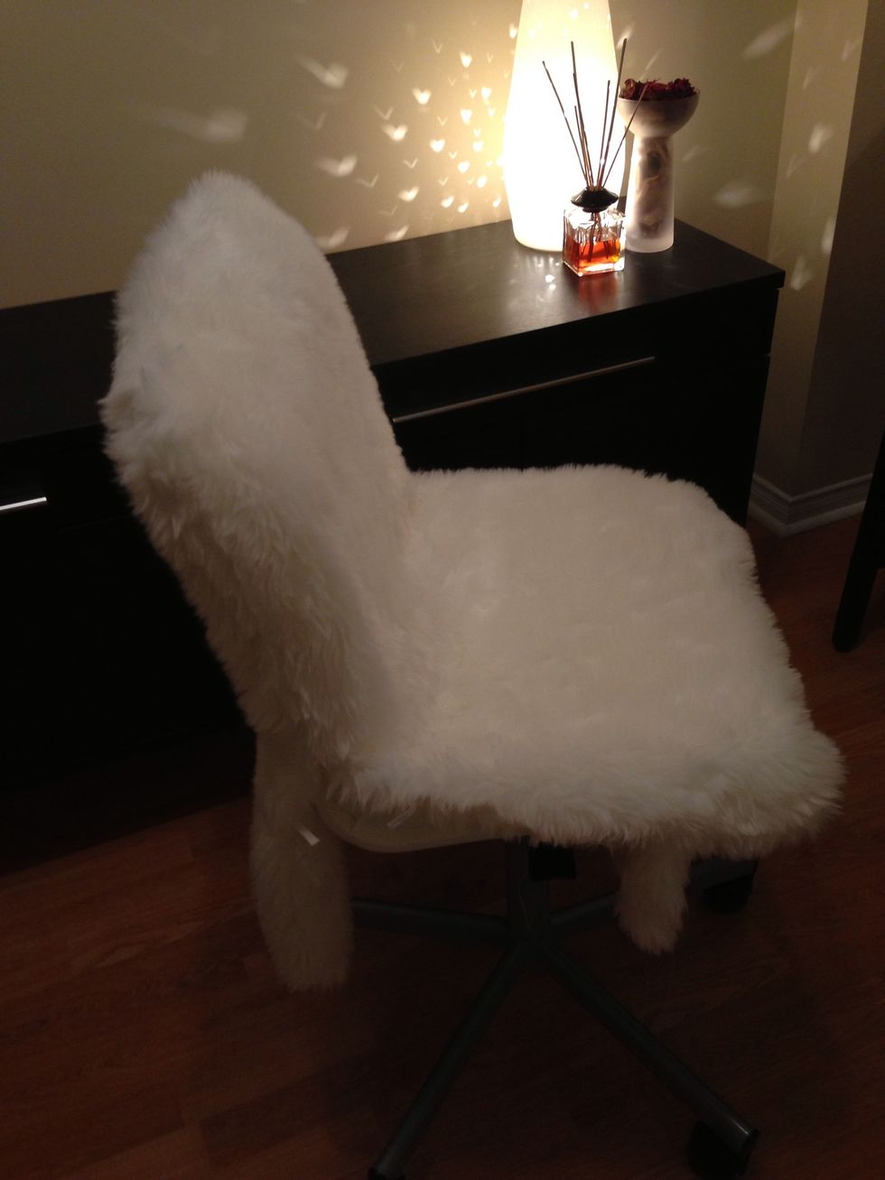 Turn the cover right side out & put it on the chair.