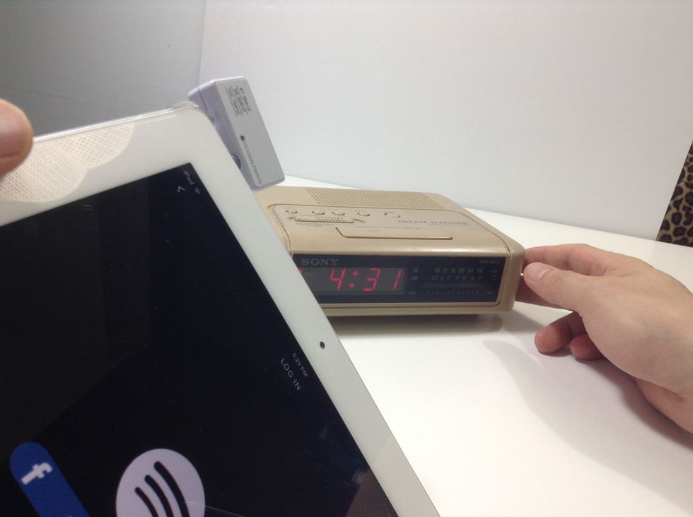 Turn the dial on the alarm radio for best sound transmission