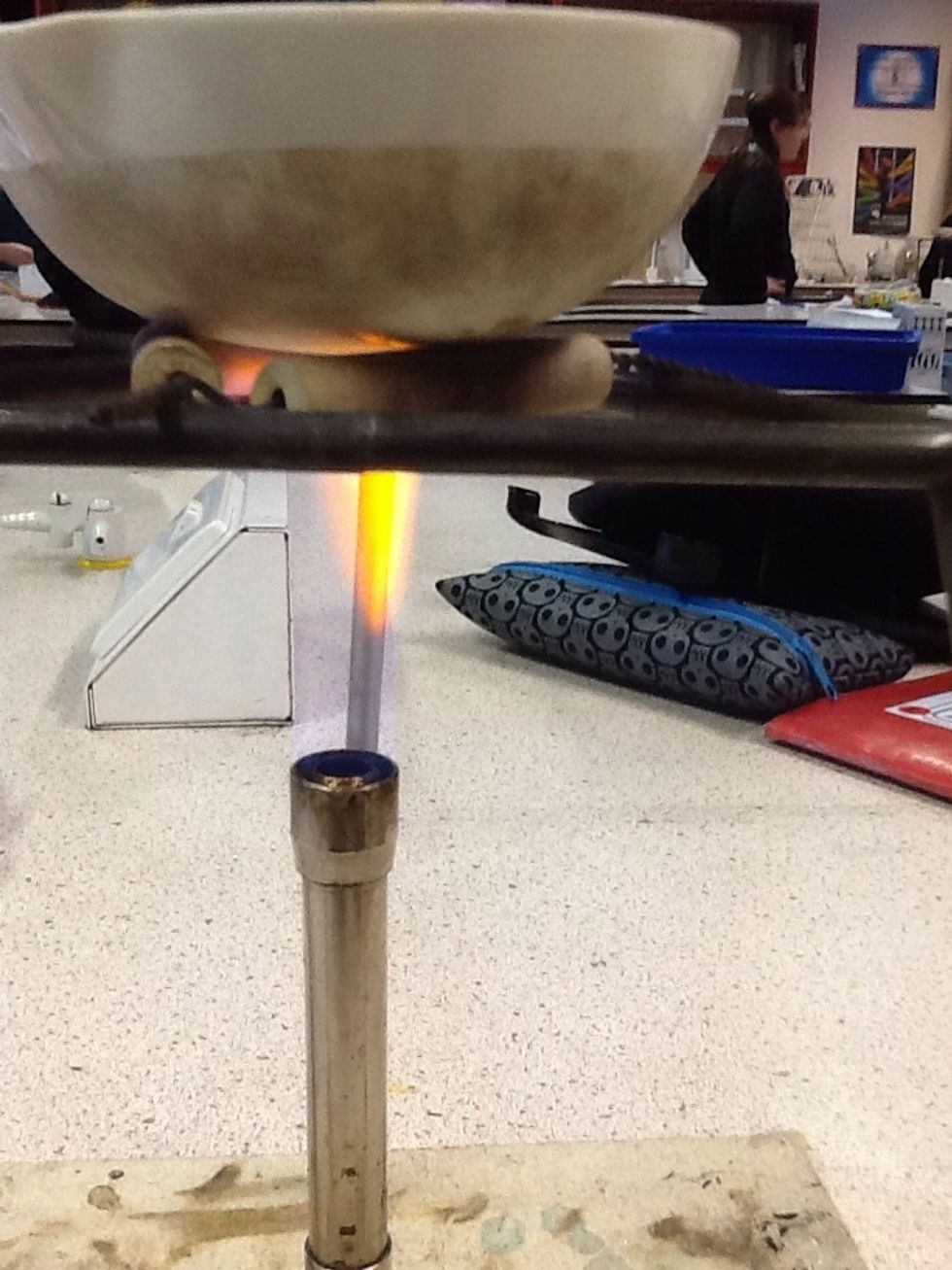 Turn the fire onto the strong blue flame setting...