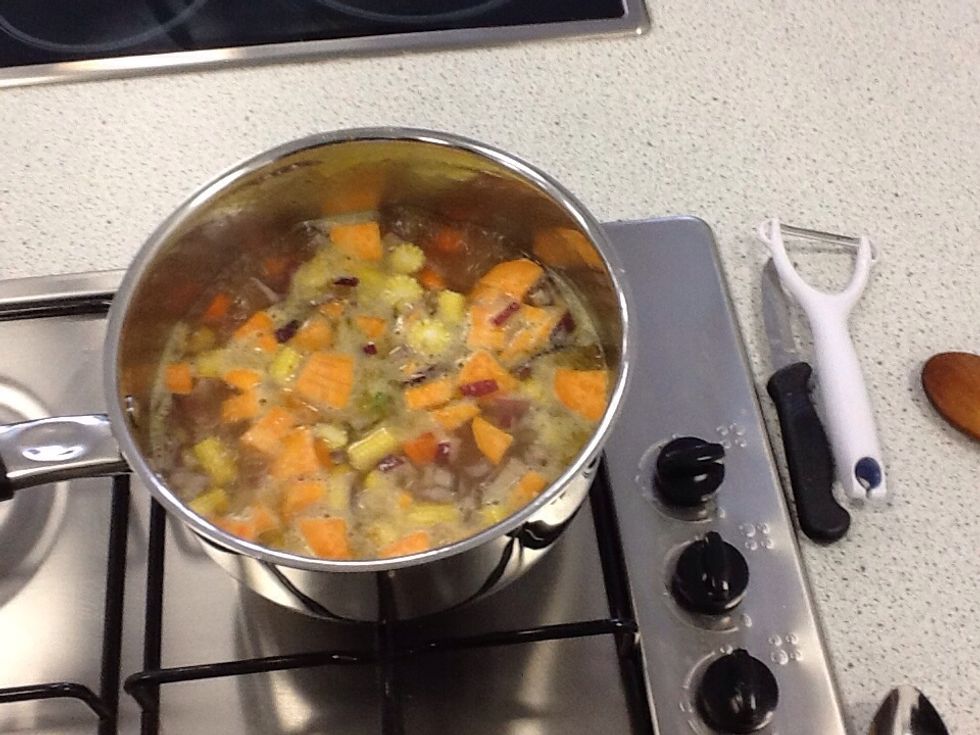 turn the gas on to cook the soup