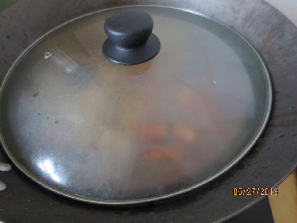 Turn the heat up and put the lid on.