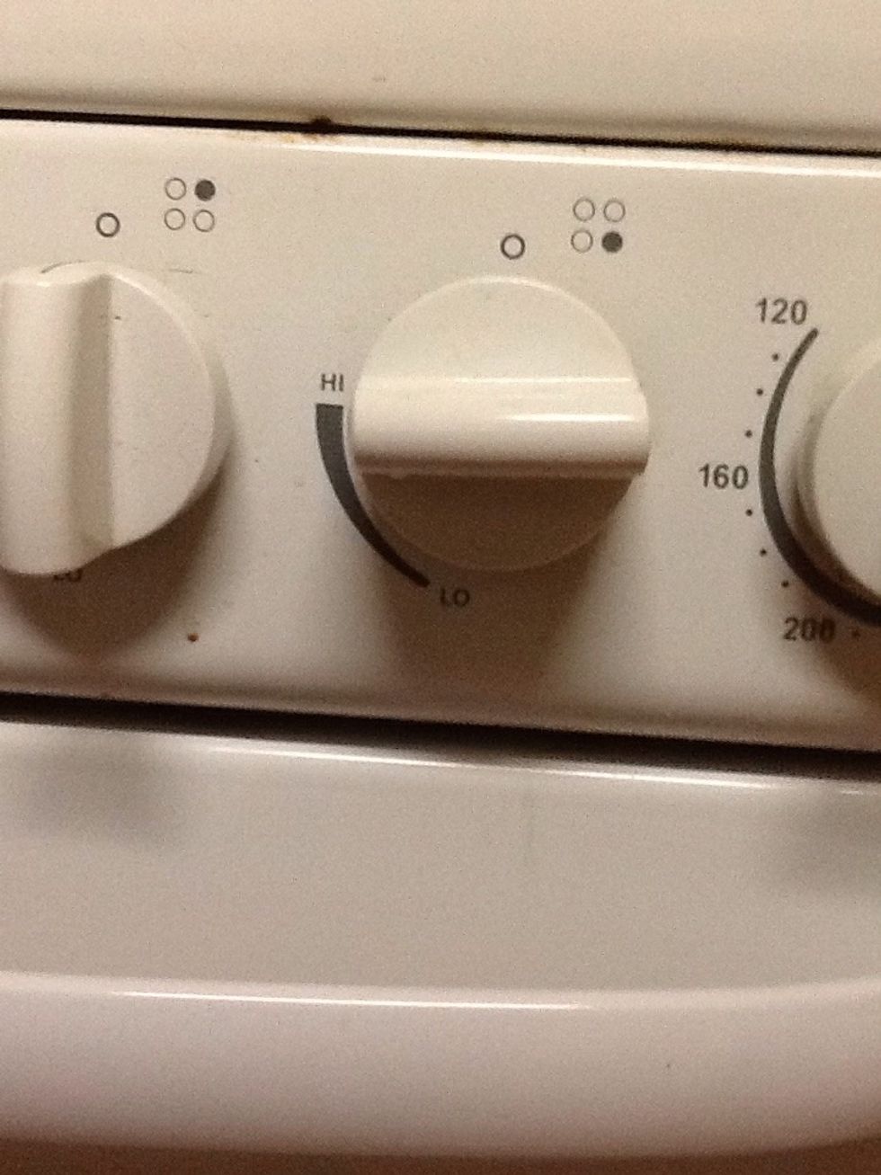 Turn the oven to just below high.