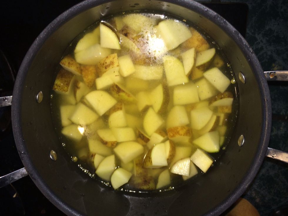 Turn the pot with your chopped potato and bouillon one low to gradually bring to a boil.