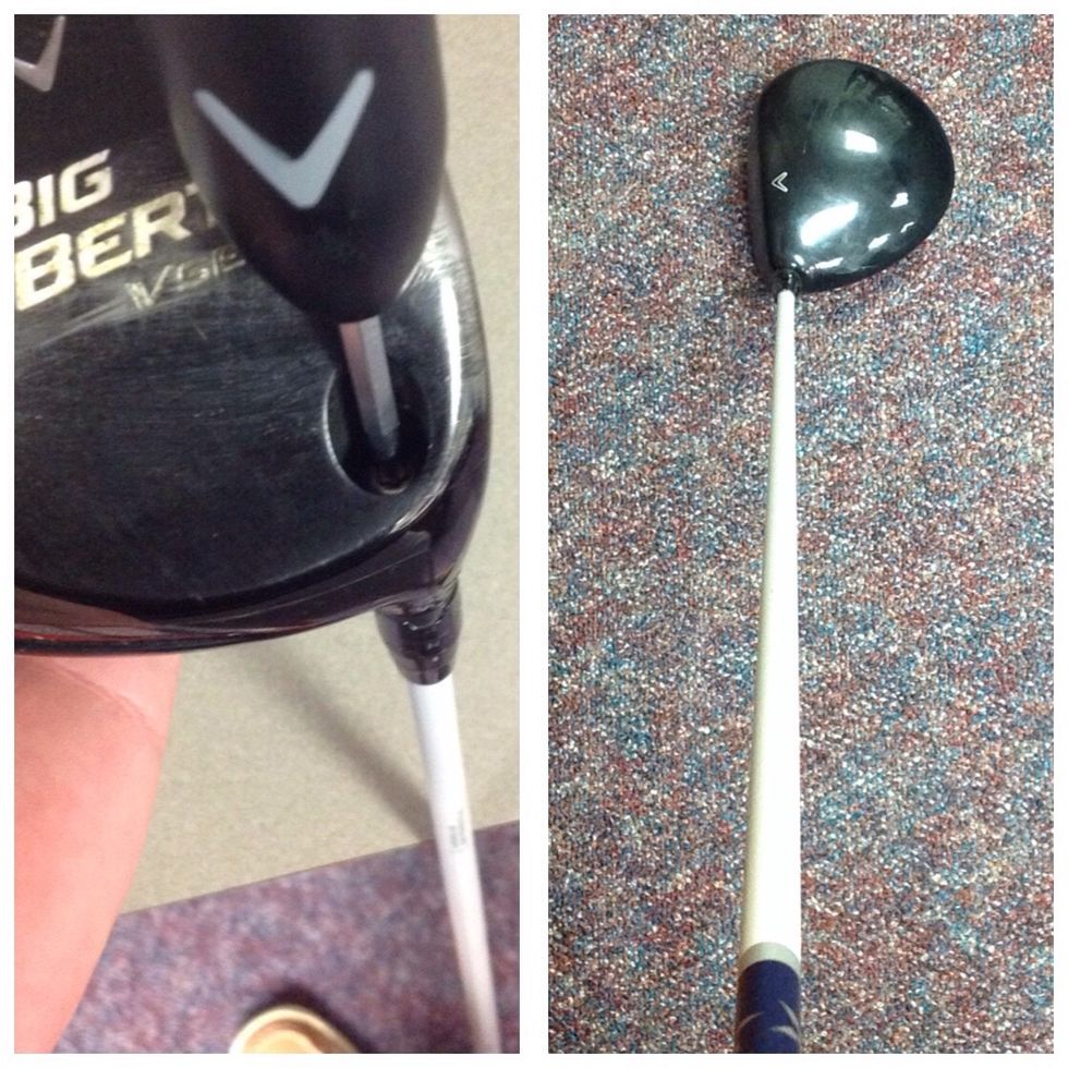 Turn the screw clockwise with the adjusting wrench until you hear a loud click. That lets you know the driver head is secure on the shaft.