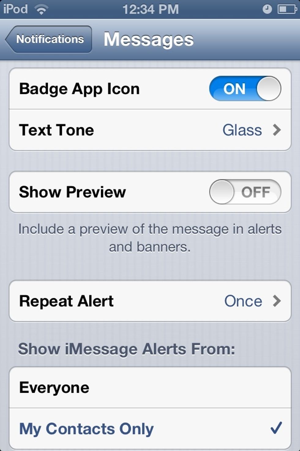 Turn the "Show Preview" off. Make sure you have the popup alerts on, or you defeat the purpose of this guide.