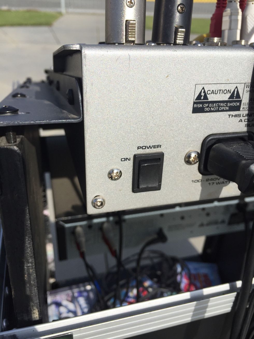 Turn the sound board on.