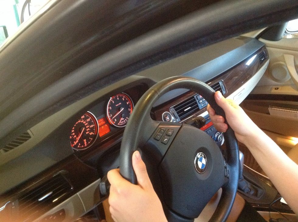Turn the wheel to the right to move into the road