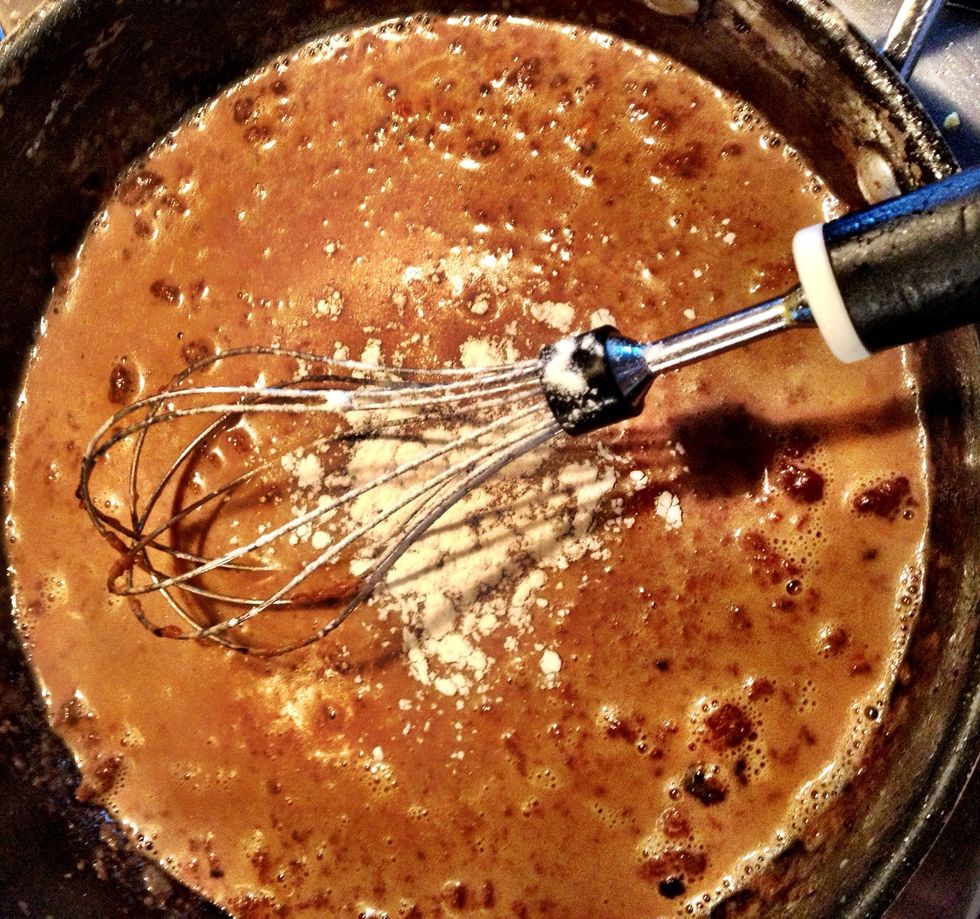 Turn your heat to medium, whisking frequently until thickened. My gravy isn't ever exact - I keep extra milk & flour handy to add as needed, until I get the consistency I want. Salt & pepper to taste.