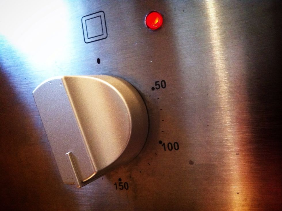 Turn your oven down to about 150'C (300'F)