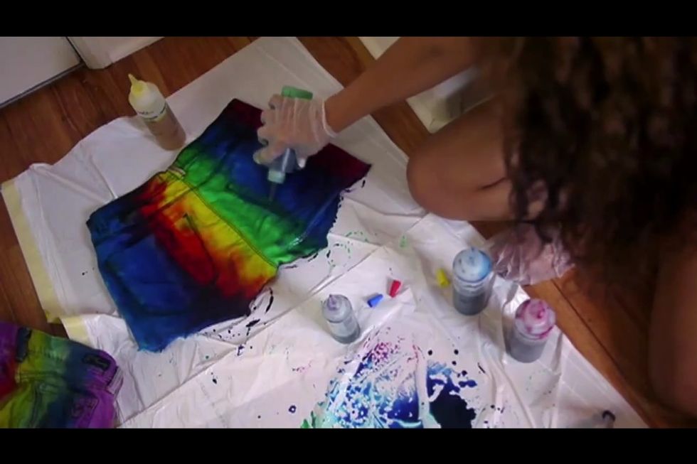 Turn your shorts over and just go over the colors