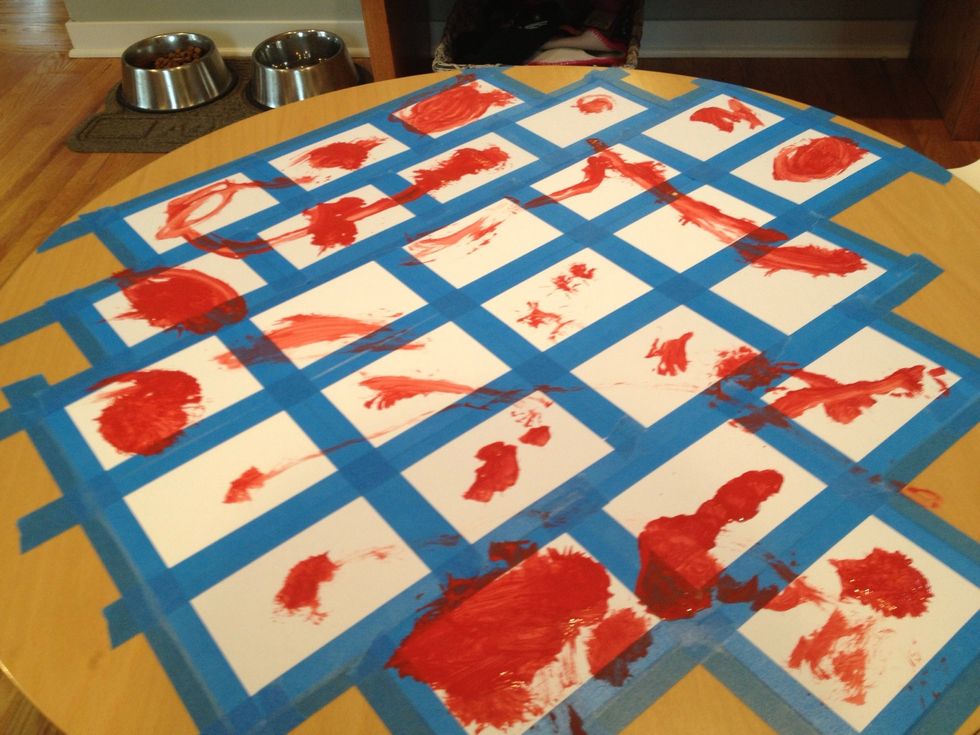 Turn your two year old loose on the blank canvas.