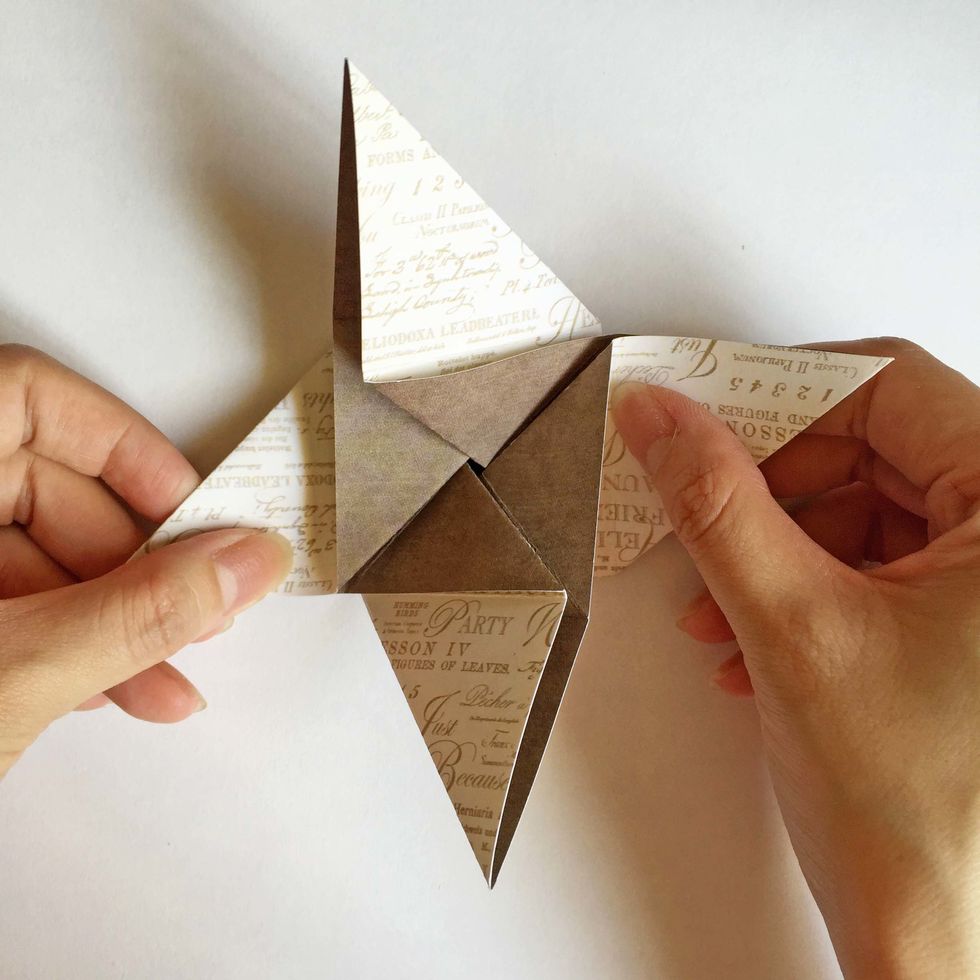 Twist the sides till the center intersect...
