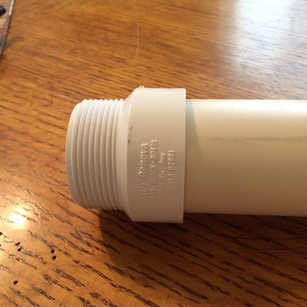 Twist the threaded end on to the other pipe end while the glue is still wet. Make sure you twist it on as far as it will go. Allow to cure for 5 minutes.