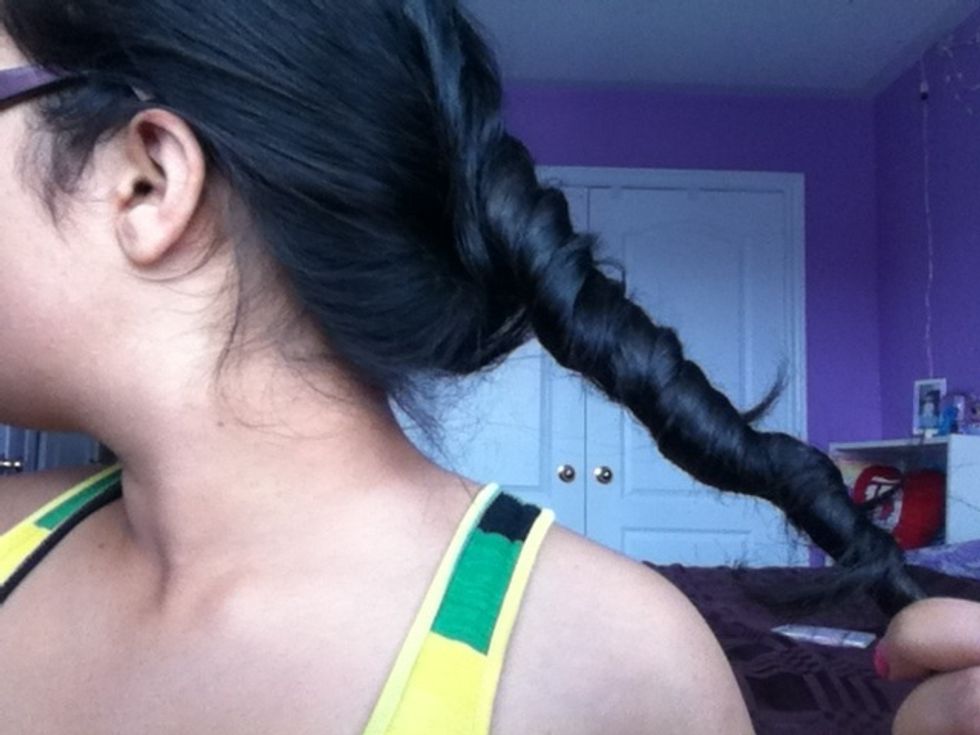 Twist your hair till you reach the end