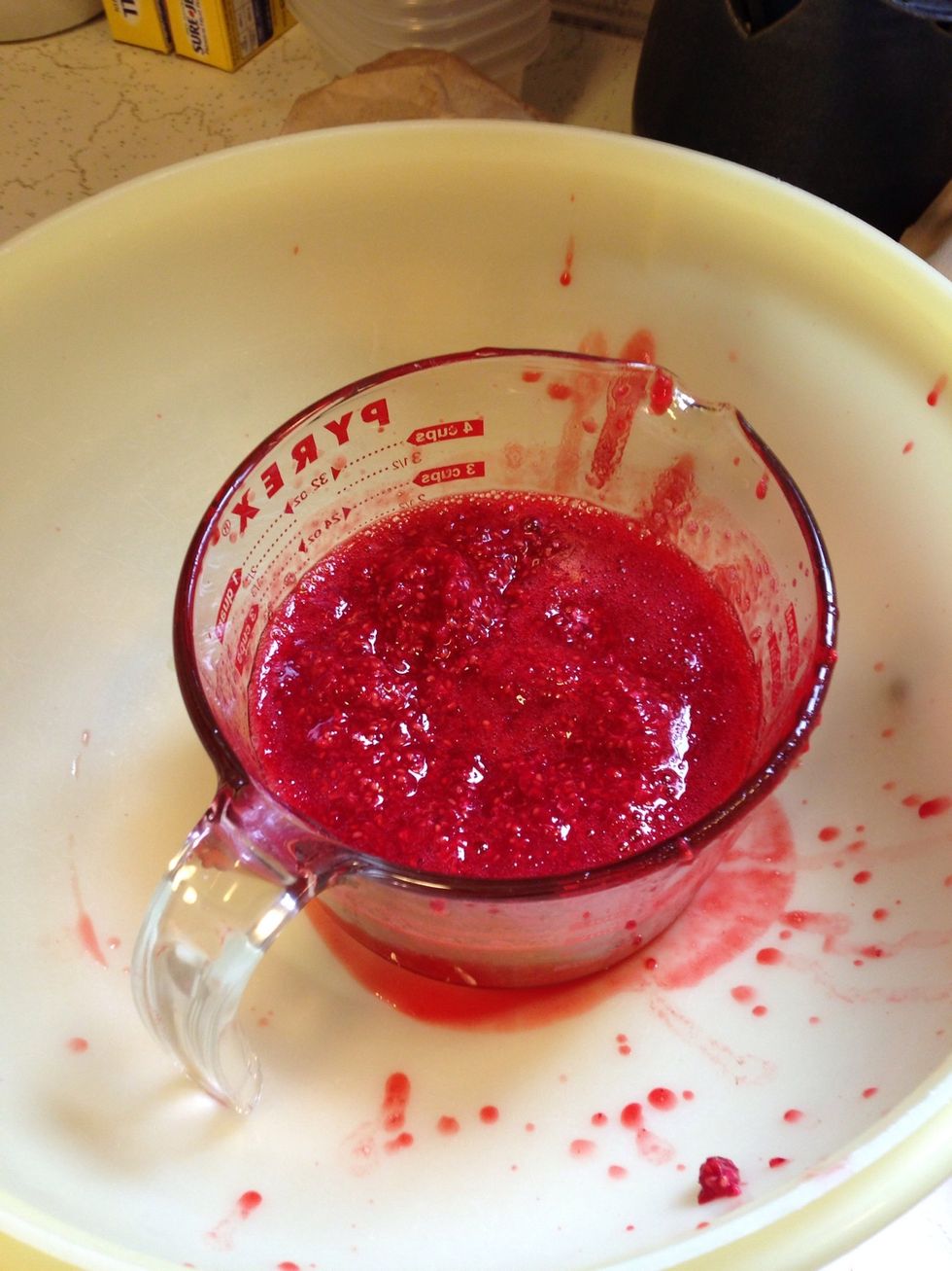 Two cups of mashed fruit.