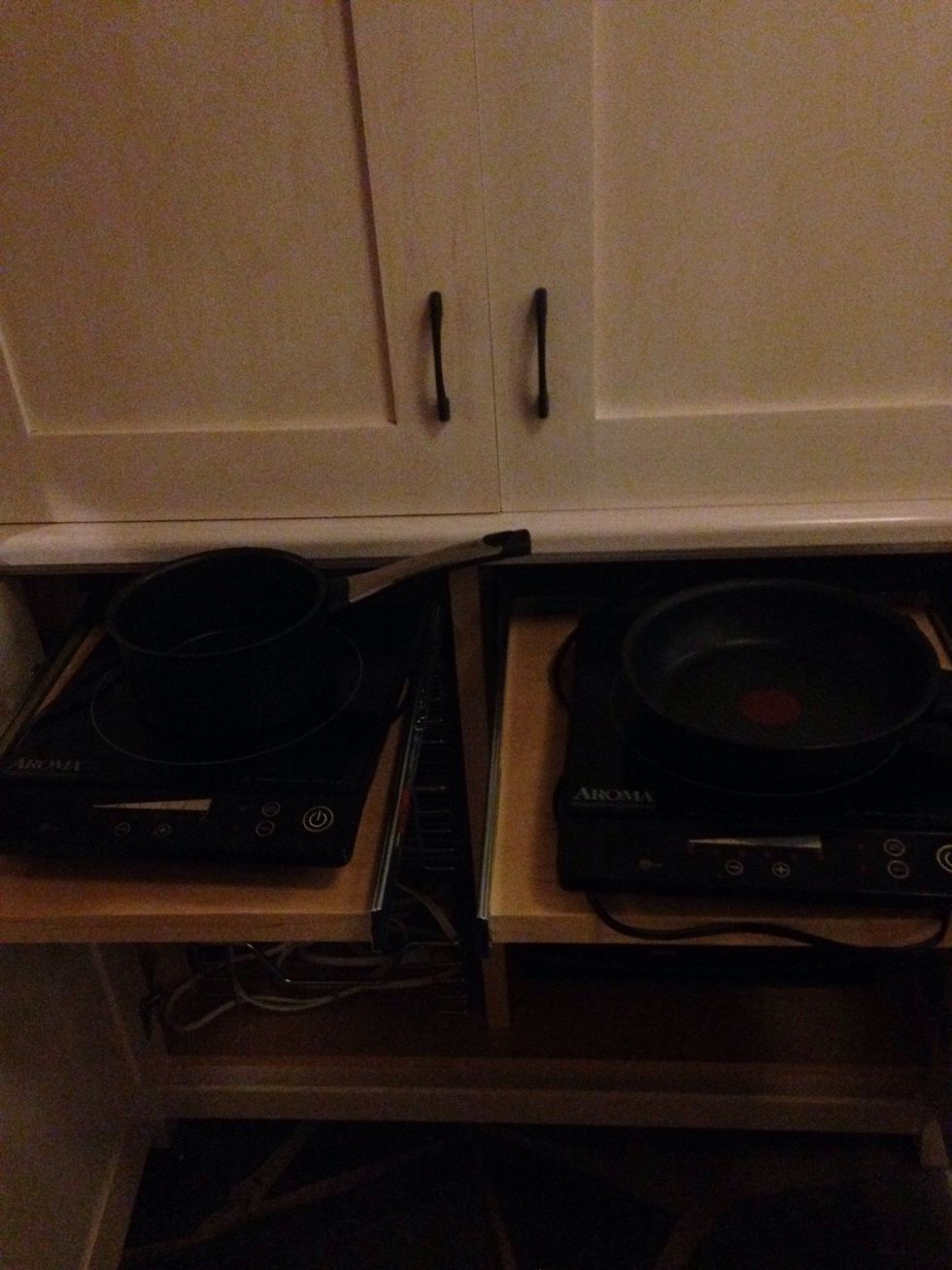 Two slide out induction stove tops are available