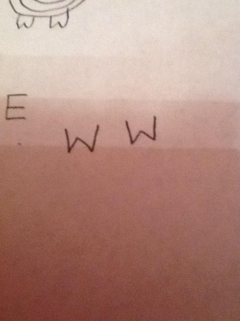 Two Ws on beneath the E to the right a bit