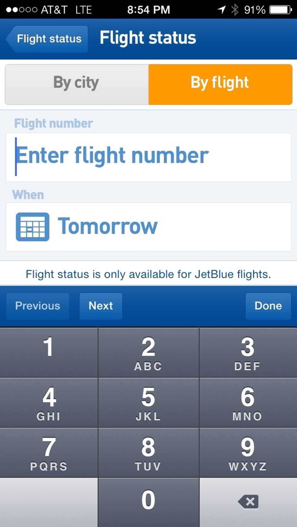Type a flight number