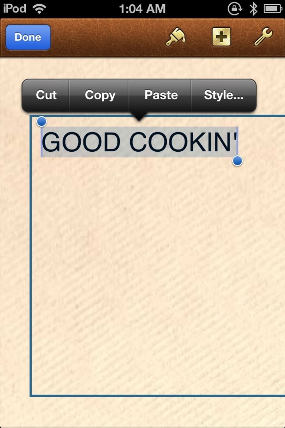Type in a title, then tap the GOLDEN PAINTBRUSH.