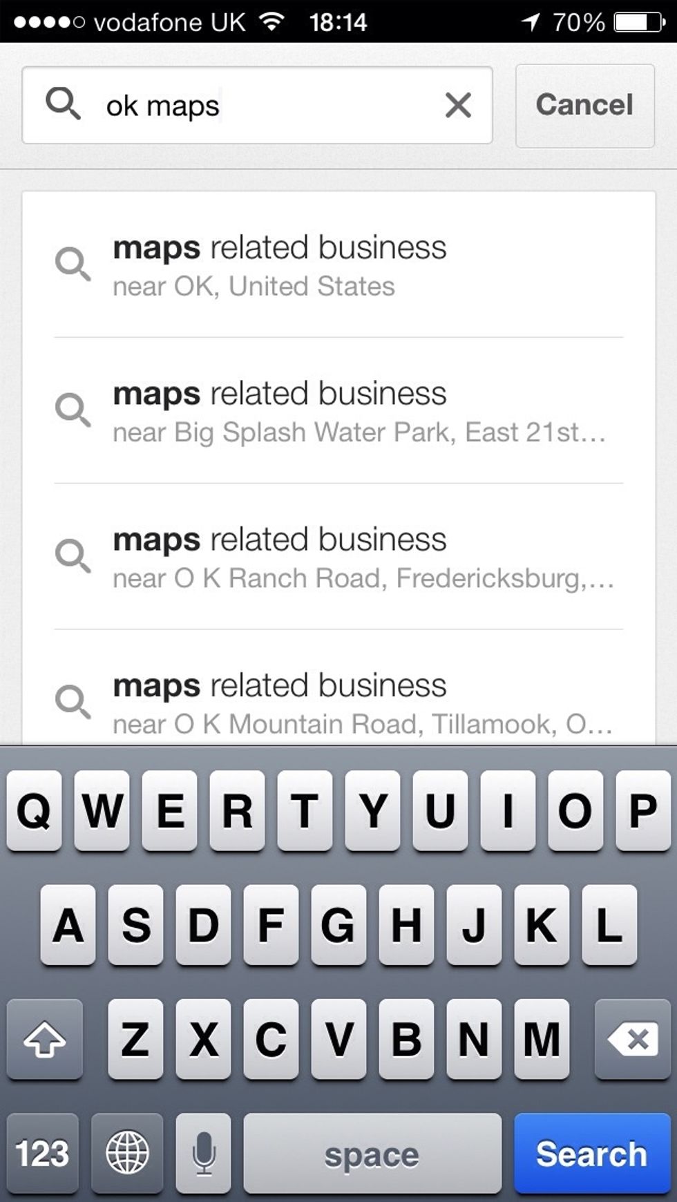 Type in "ok maps" in search box and then click on "search"