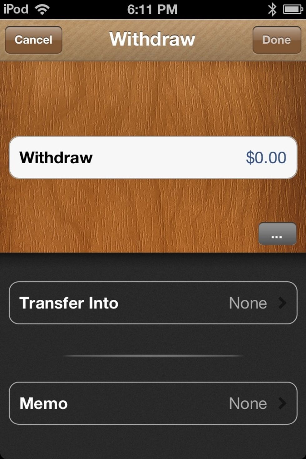 Type in the amount of money you want to withdraw from the envelope.