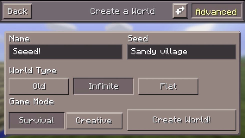 Type in the seed aaaaaaaand