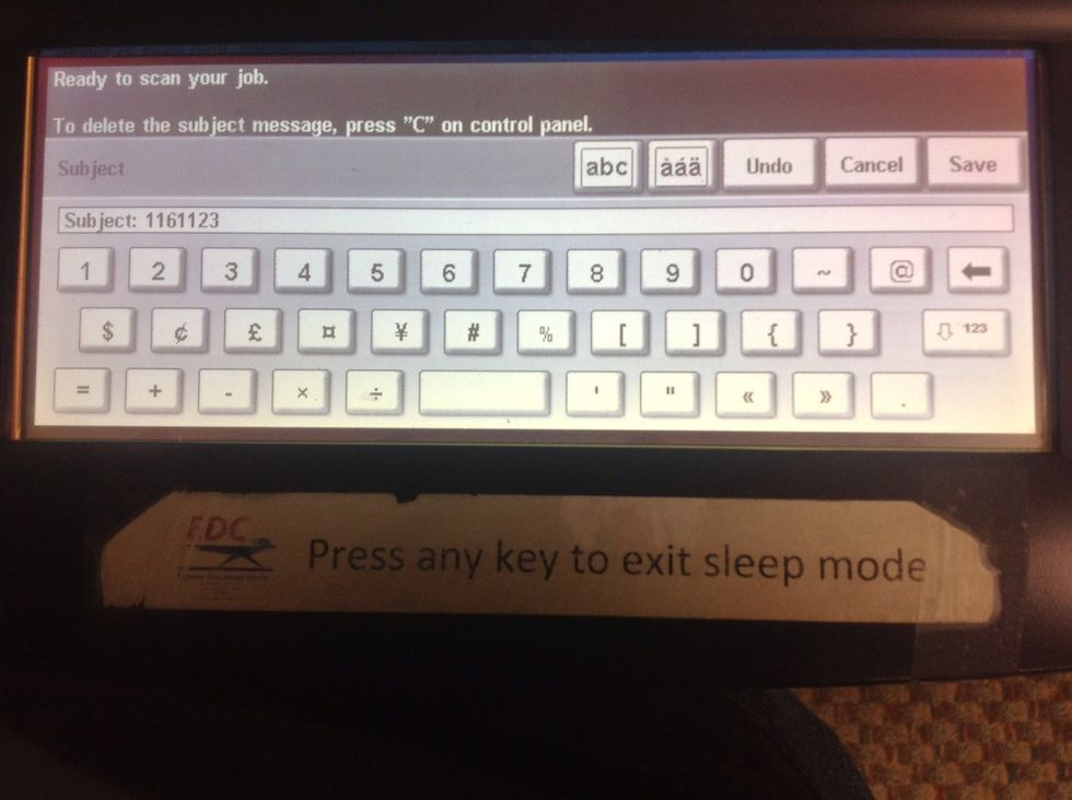Type in the TN number (transaction number) Then it SAVE (if request is more than 30 pages, you will need to break the scan job into multiple emails; labeling each email pt. 1, pt. 2, etc..).