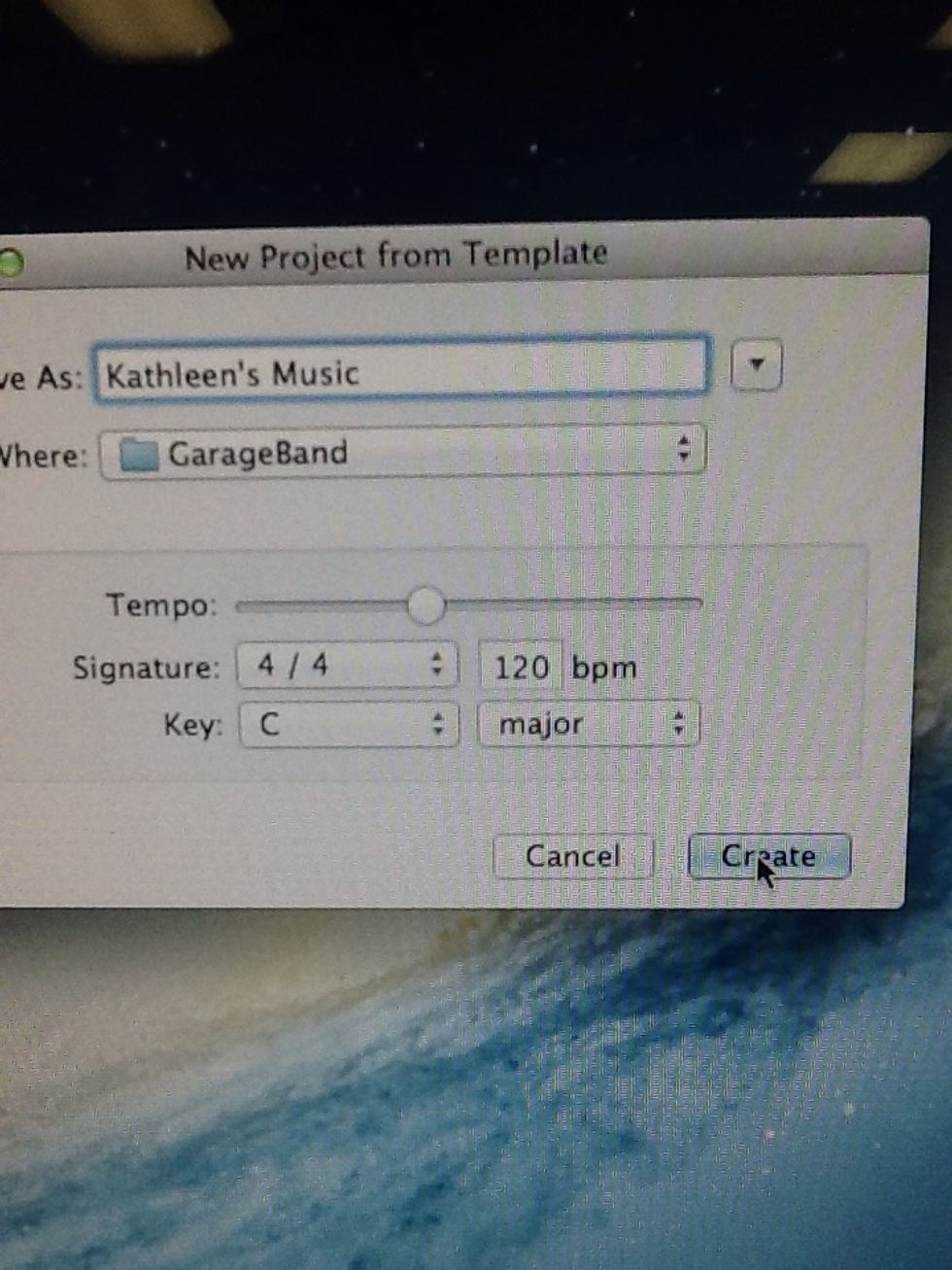 Type in what you would like to save your music as and then click "Create."
