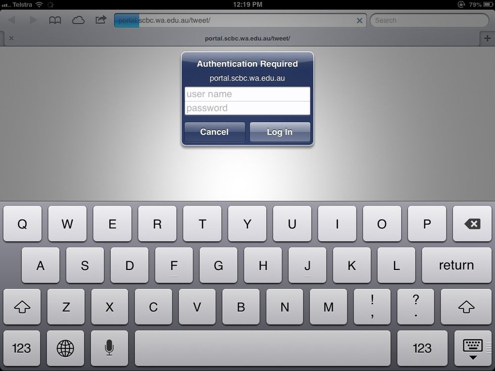 Type in your username/email and password