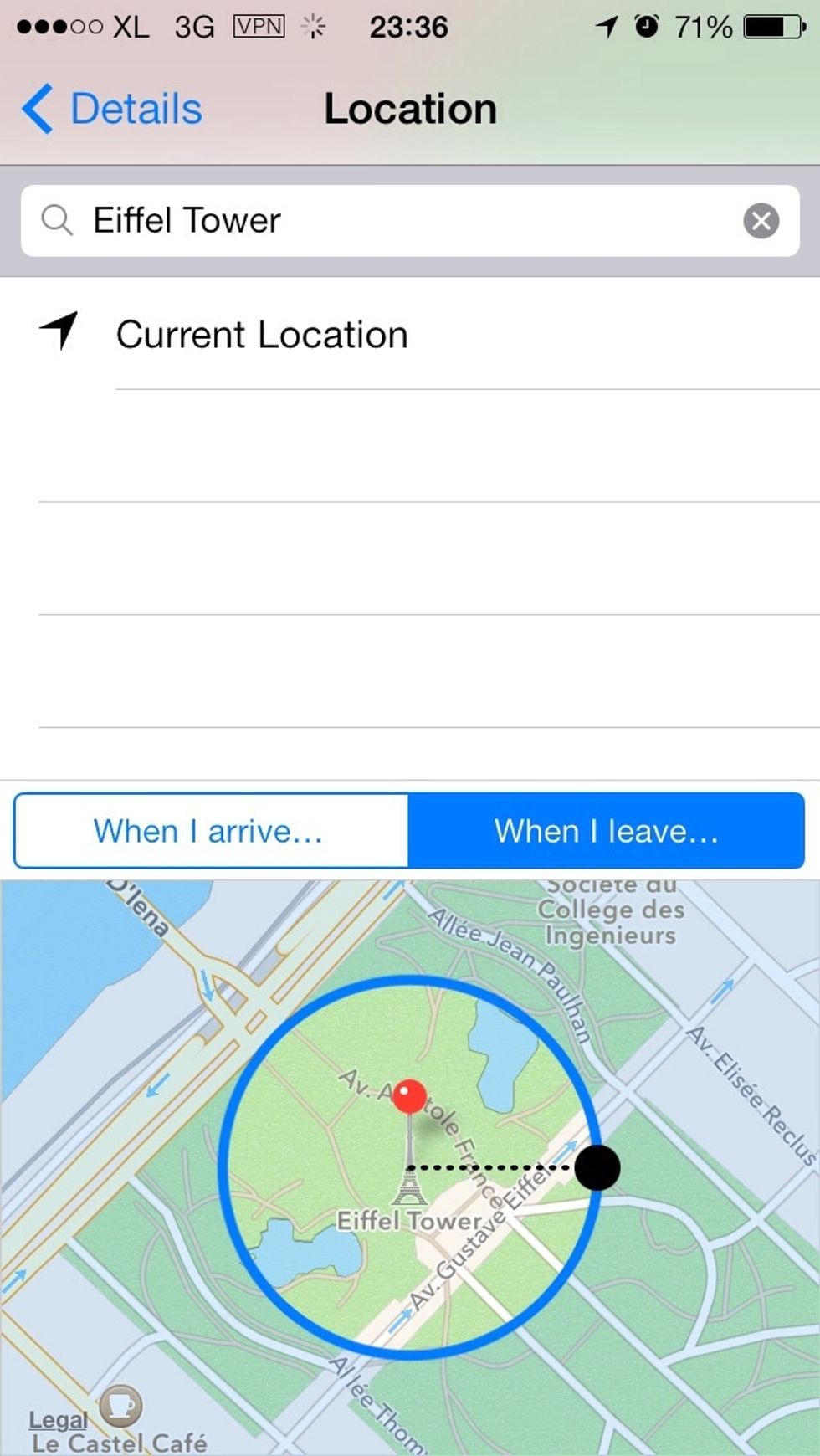 Type the address i.e. Eiffel Tower.