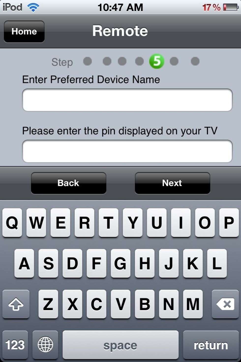 Type the pin and a name for your iPod