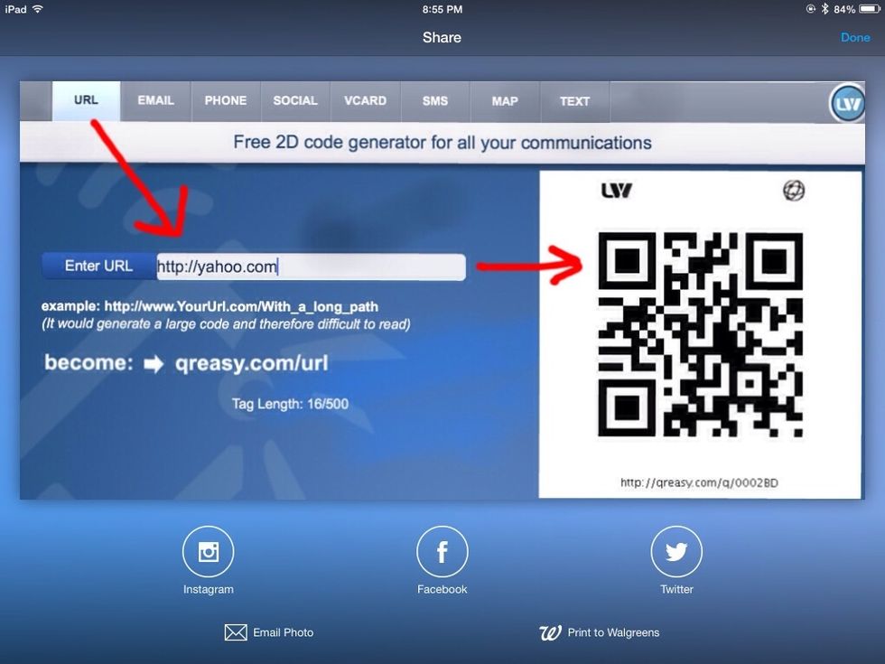Type URL and QR Code is created.