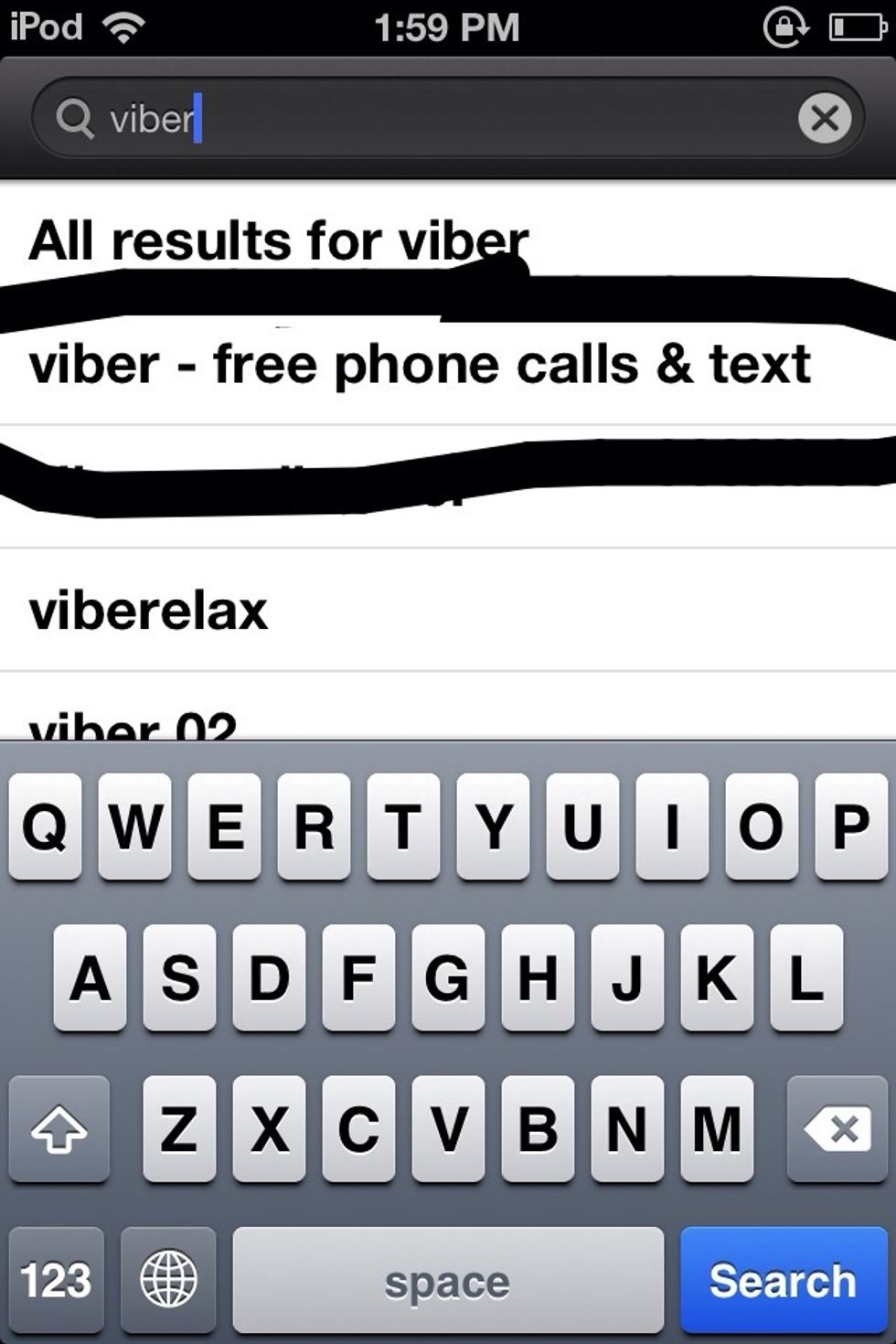 Type (( Viber )) in the search bar .. And choose (( Viber - free phone call and text ))