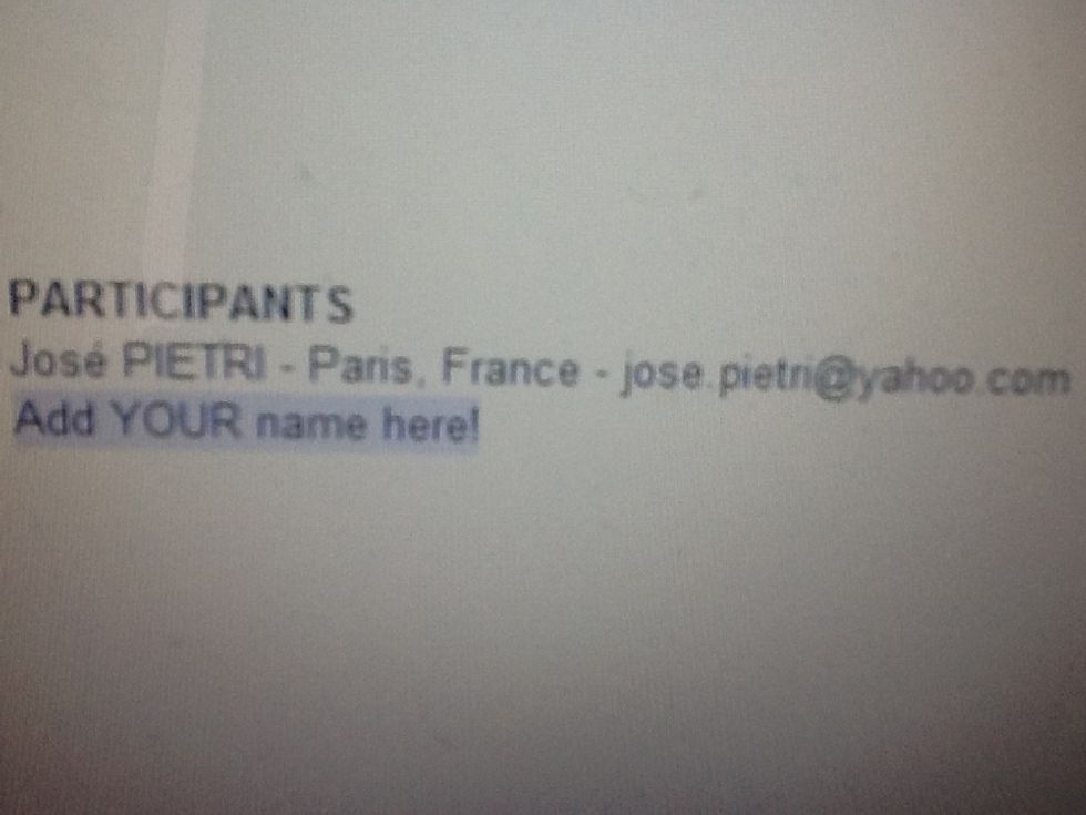 Type you name (and other pertinent info) in the PARTICIPANTS area (as shown here).