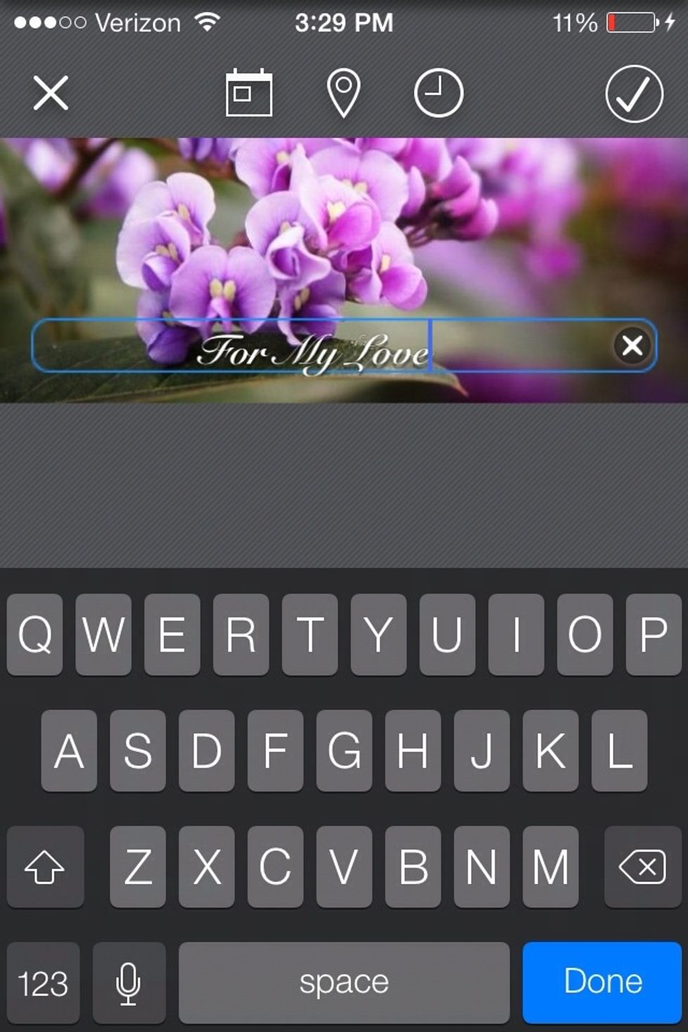 Type your message and then tap the check mark at the top right corner.