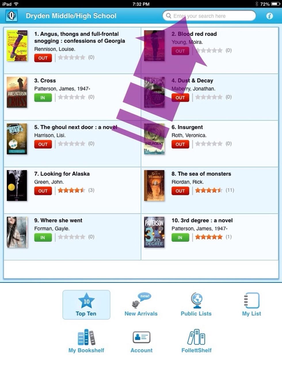 Type your search parameters in the 'search' box.