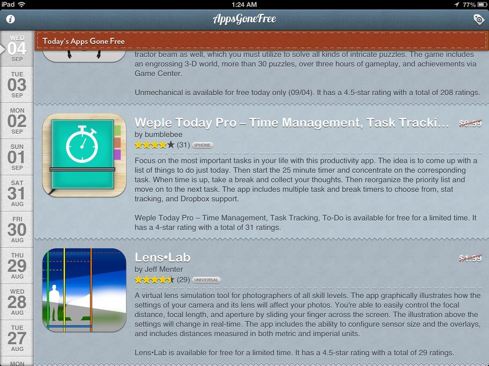 Typical day's offerings on Apps Gone Free includes one photography app.