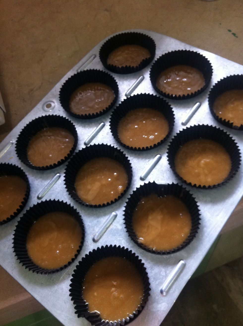U can fill & make 20 pcs. Caramel Mud Cupcakes. Just 2 inform u guys that this mixture will not rise 2much unlike other cupcakes bec. I wanted to have enough space for my "Buttercream Caramel Walnut"
