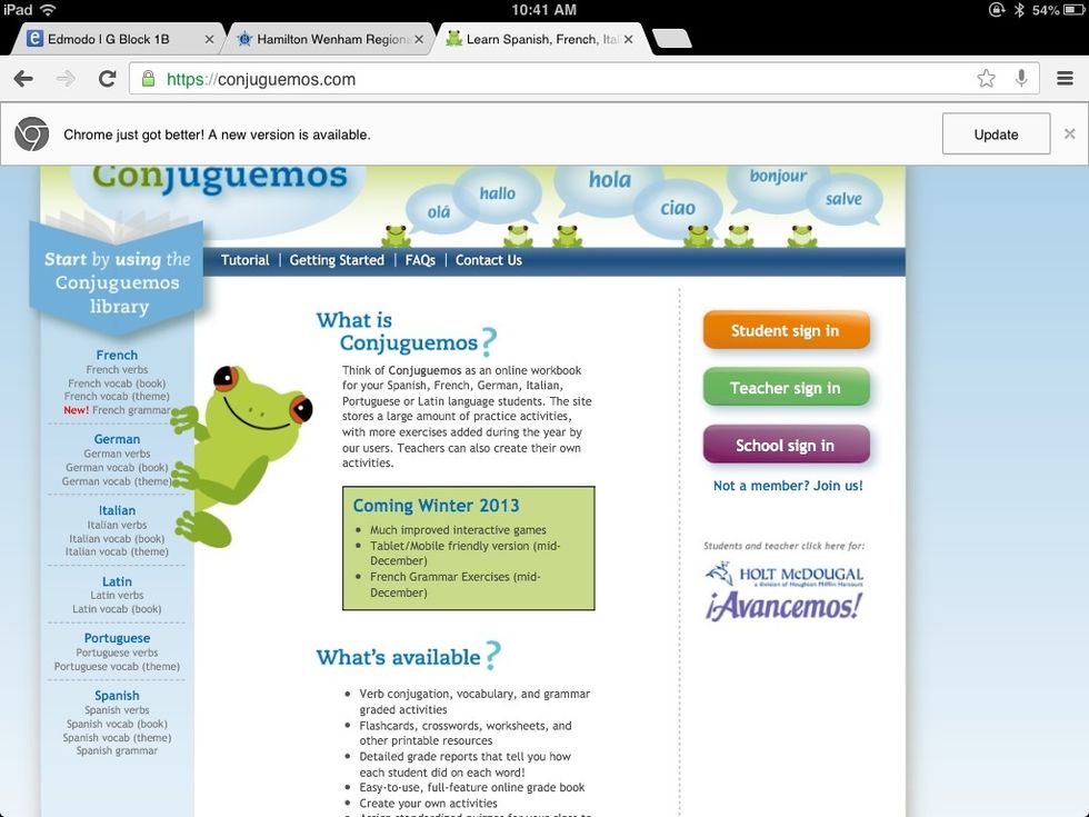 \u00a1Usa Conjuguemos y twitter! Practicar con Conjuguemos y conectar con tus amigos y profesora con Twitter.