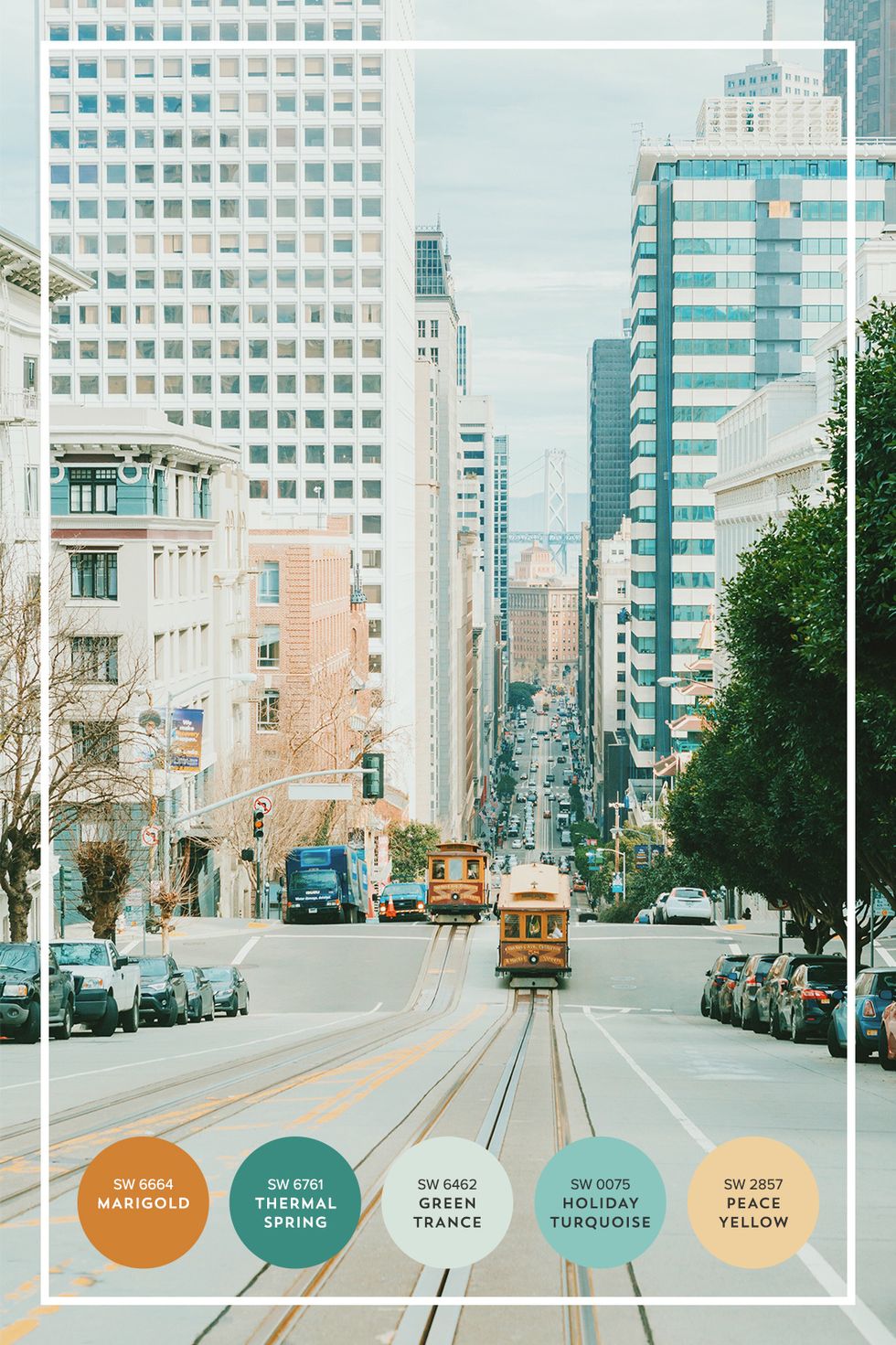 \u00ad\u00ad\u00ad\u00adHop on a cable car in the Financial District. The cable cars that run through downtown (until 1am!) are an iconic San Francisco sight that we try *so* hard not to take for granted.