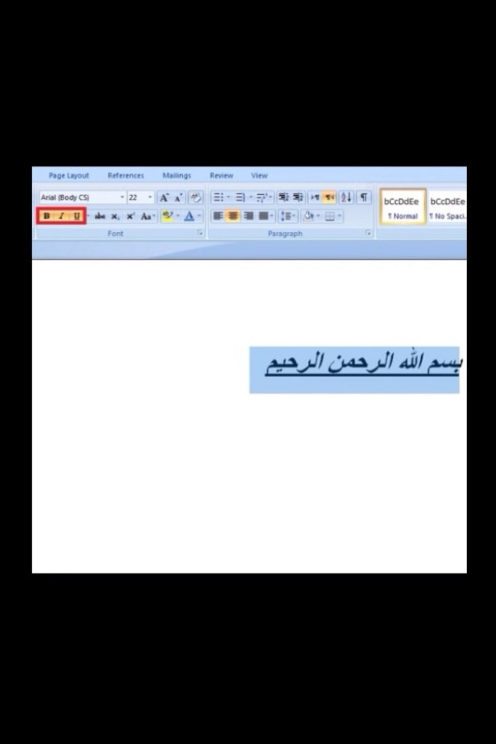 \u0669. \u0644\u062c\u0639\u0644 \u0627\u0644\u062e\u0637 \u0639\u0631\u064a\u0636 \u0646\u062e\u062a\u0627\u0631 (B) \u060c \u0627\u0630\u0627 \u0627\u0631\u062f\u0646\u0627 \u0627\u0646 \u064a\u0643\u0648\u0646 \u0627\u0644\u062e\u0637 \u0645\u0627\u0626\u0644 \u0646\u062e\u062a\u0627\u0631 ( /) \u060c \u0644\u0648\u0636\u0639 \u062e\u0637 \u062a\u062d\u062a \u0627\u0644\u0646\u0635 (U) .