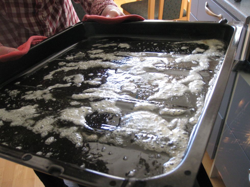 \u2022\tset your oven at 225 \u02daC \u2022\tmelt the butter in the oven dish to grease the dish