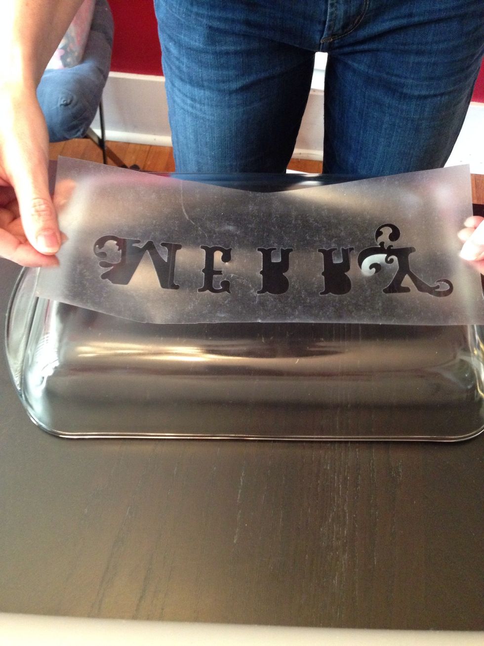 \u2026 and carefully place your Contact paper on the glass item. It is forgiving. Lift and reposition carefully as needed.