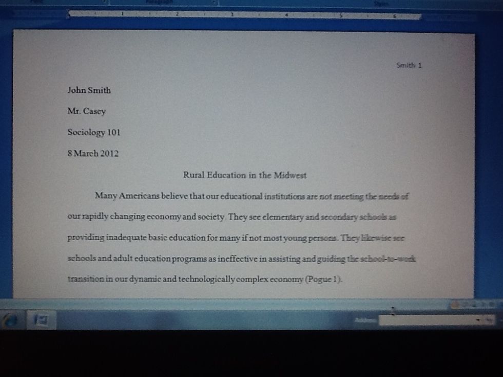 \ud83d\udd06Begin typing the essay, remembering to indent the first line of each new paragraph.