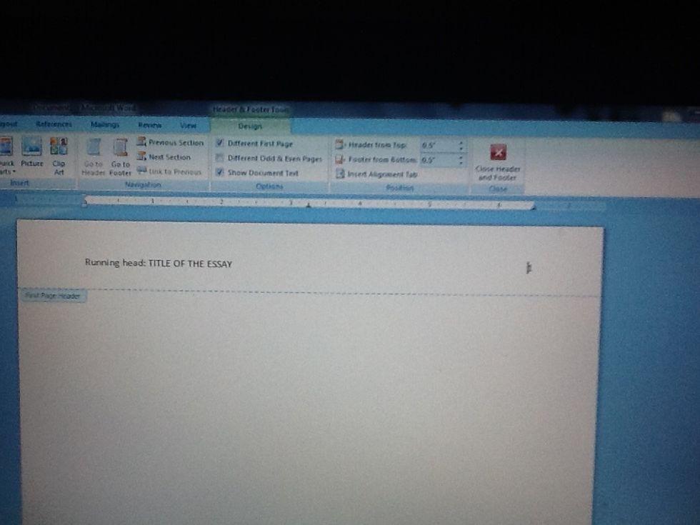 \ud83d\udd06Hit the tab key until your page number is on the right side of the page.