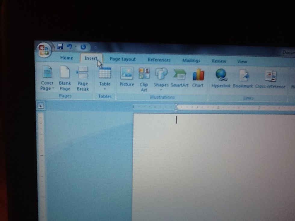 \ud83d\udd06Open the "insert" tab.