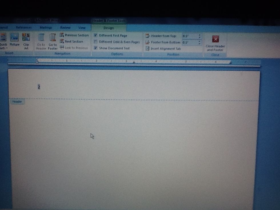 \ud83d\udd06The cursor should now be next to the page number 2.