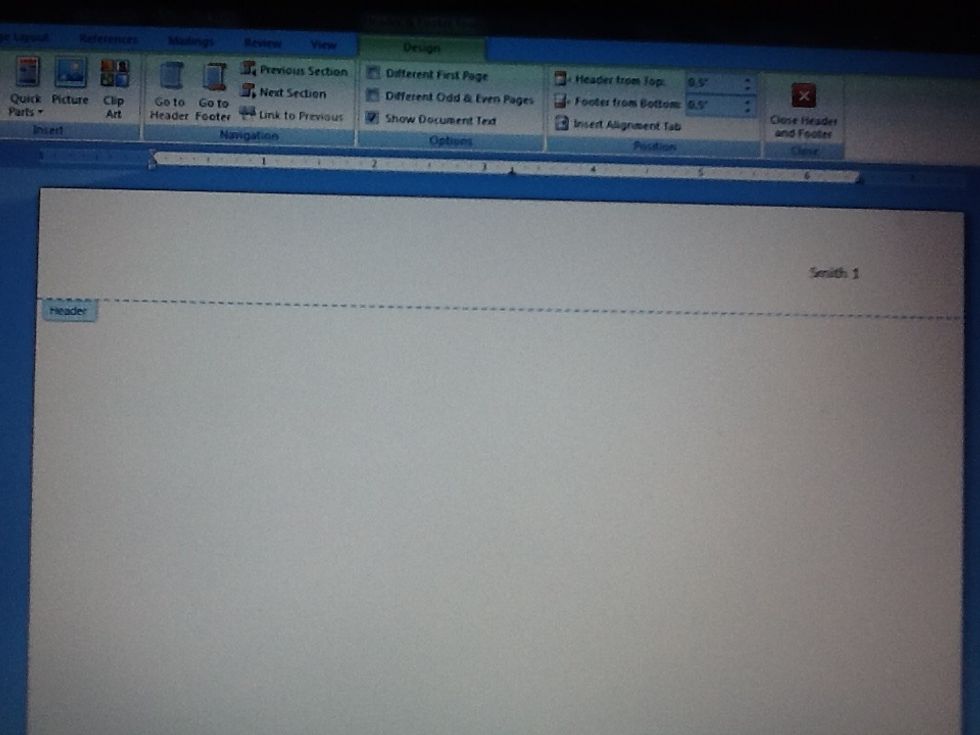 \ud83d\udd06The student's last name should be typed next to the page number. Remember to hit the space bar once to separate the last name from the page number.