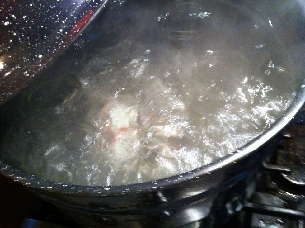 Uh oh our jars are boiling. Boil with lid off for 10 min.